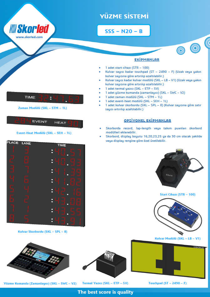 SSS - N20 - B — SSS - N20 - B HAVUZ ZAMAN ÖLÇÜM SİSTEMLERİ